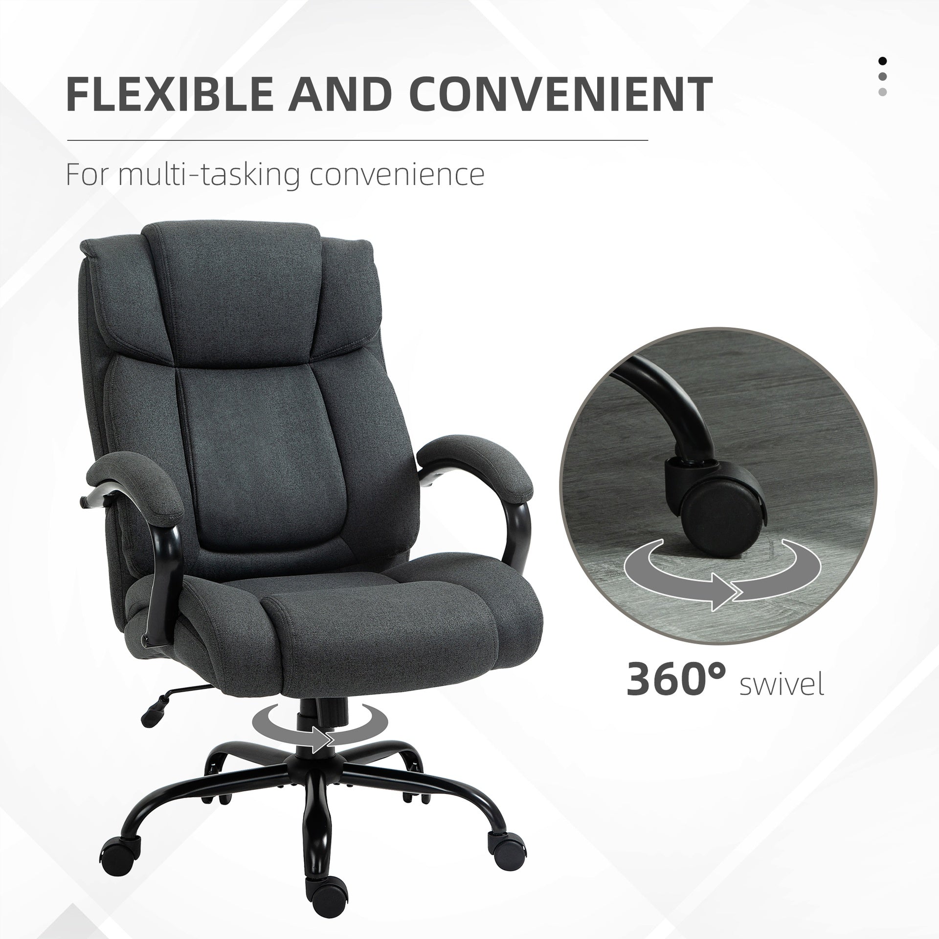 Vinsetto Executive Office Chair with Wide Seat, Computer Desk Chair with Adjustable Height, Swivel Wheels, Gray