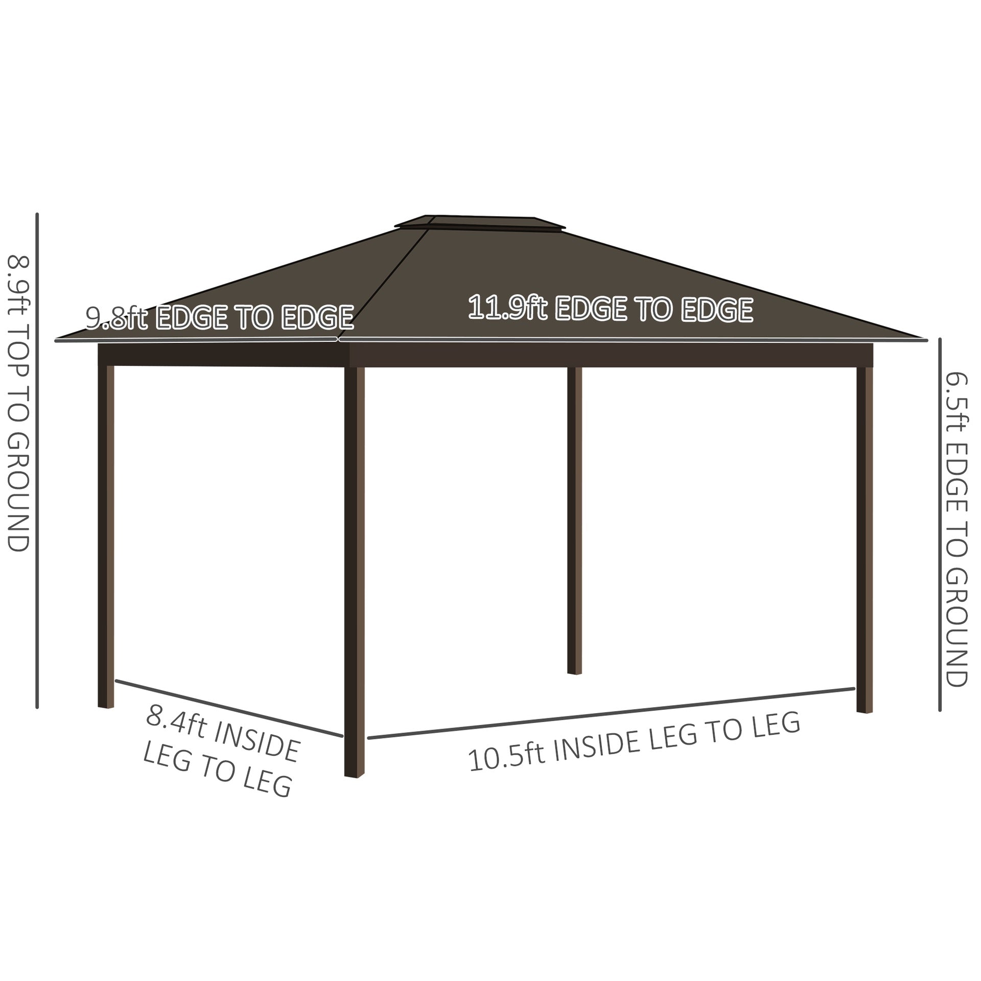Outsunny 11.9" x 9.8" Hardtop Gazebo with Curtains Netting, Metal Roof Gazebo Canopy with Aluminum Frame and Top Hook, Cream