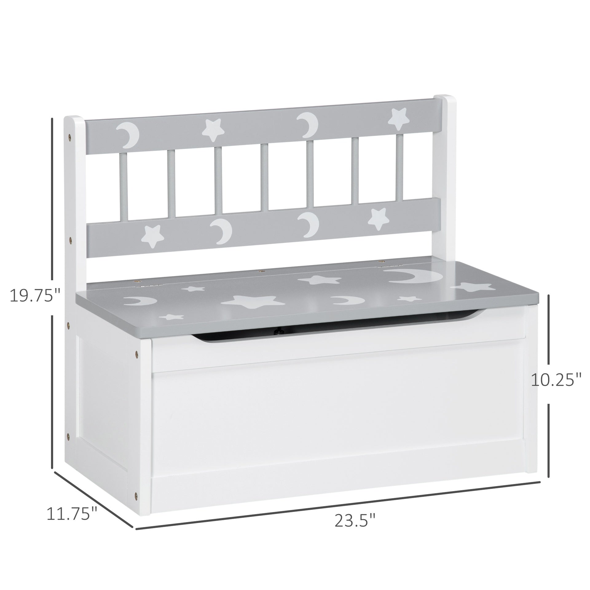 Qaba Toddler Toy Box Storage Bench with Large 27 Liter Interior, Kids Storage Bench Seat with Storage for Toddler Playroom Furniture, Kids Bedroom Furniture, Toy Organizer and Storage Bin, Gray
