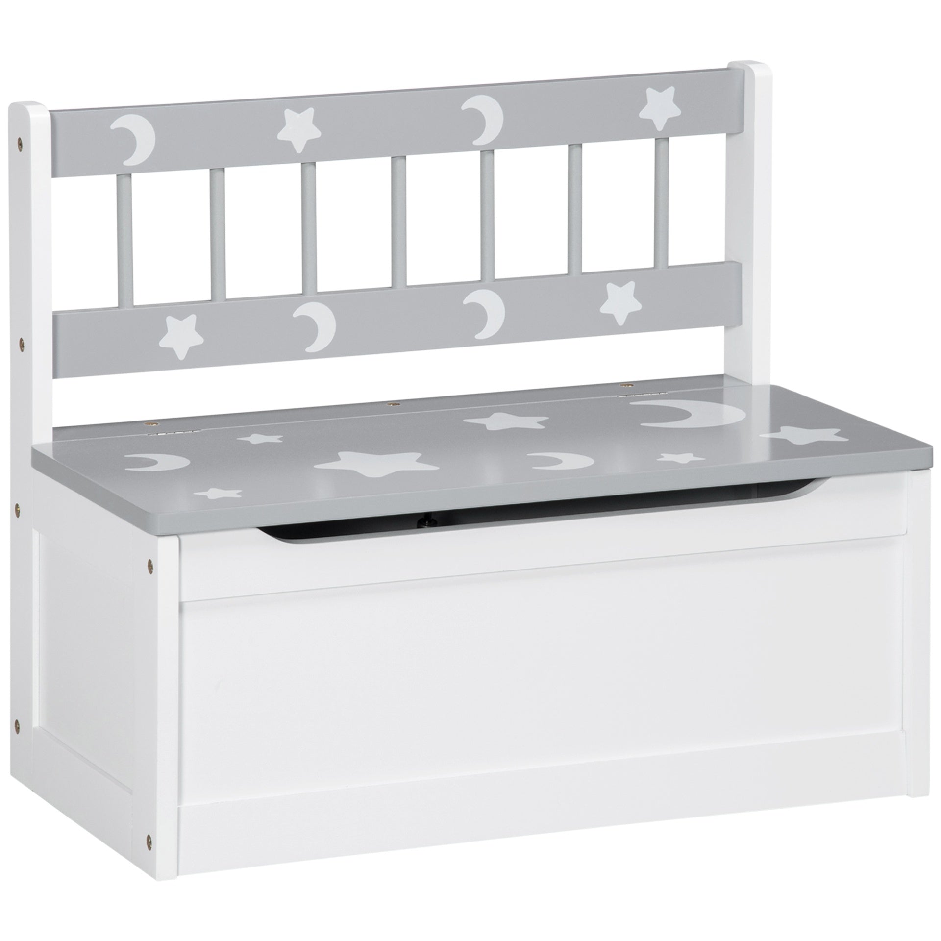 Qaba Toddler Toy Box Storage Bench with Large 27 Liter Interior, Kids Storage Bench Seat with Storage for Toddler Playroom Furniture, Kids Bedroom Furniture, Toy Organizer and Storage Bin, Gray