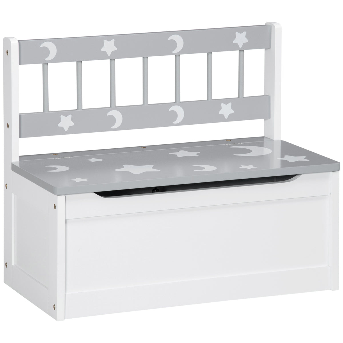 Qaba Toddler Toy Box Storage Bench with Large 27 Liter Interior, Kids Storage Bench Seat with Storage for Toddler Playroom Furniture, Kids Bedroom Furniture, Toy Organizer and Storage Bin, Gray
