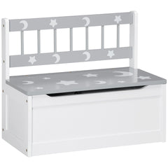 Qaba Toddler Toy Box Storage Bench with Large 27 Liter Interior, Kids Storage Bench Seat with Storage for Toddler Playroom Furniture, Kids Bedroom Furniture, Toy Organizer and Storage Bin, Gray