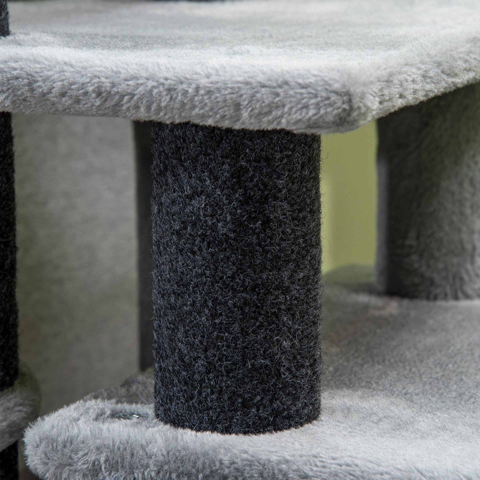 PawHut Adjustable Height 3 Step/4 Step Cat Stairs with Cat Scratching Post, Cat Condo, Toy Ball, for Bed, Sofa, Couch, Gray