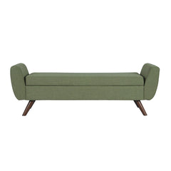 Rae Storage Bench Ottoman with Arms, Olive Green Woven Fabric, 60 Inch
