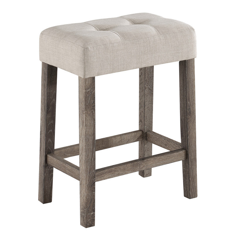 Lusso Brown 3 Piece Counter Height 42" Pub Table Set with Tufted Creamy White Linen Stools