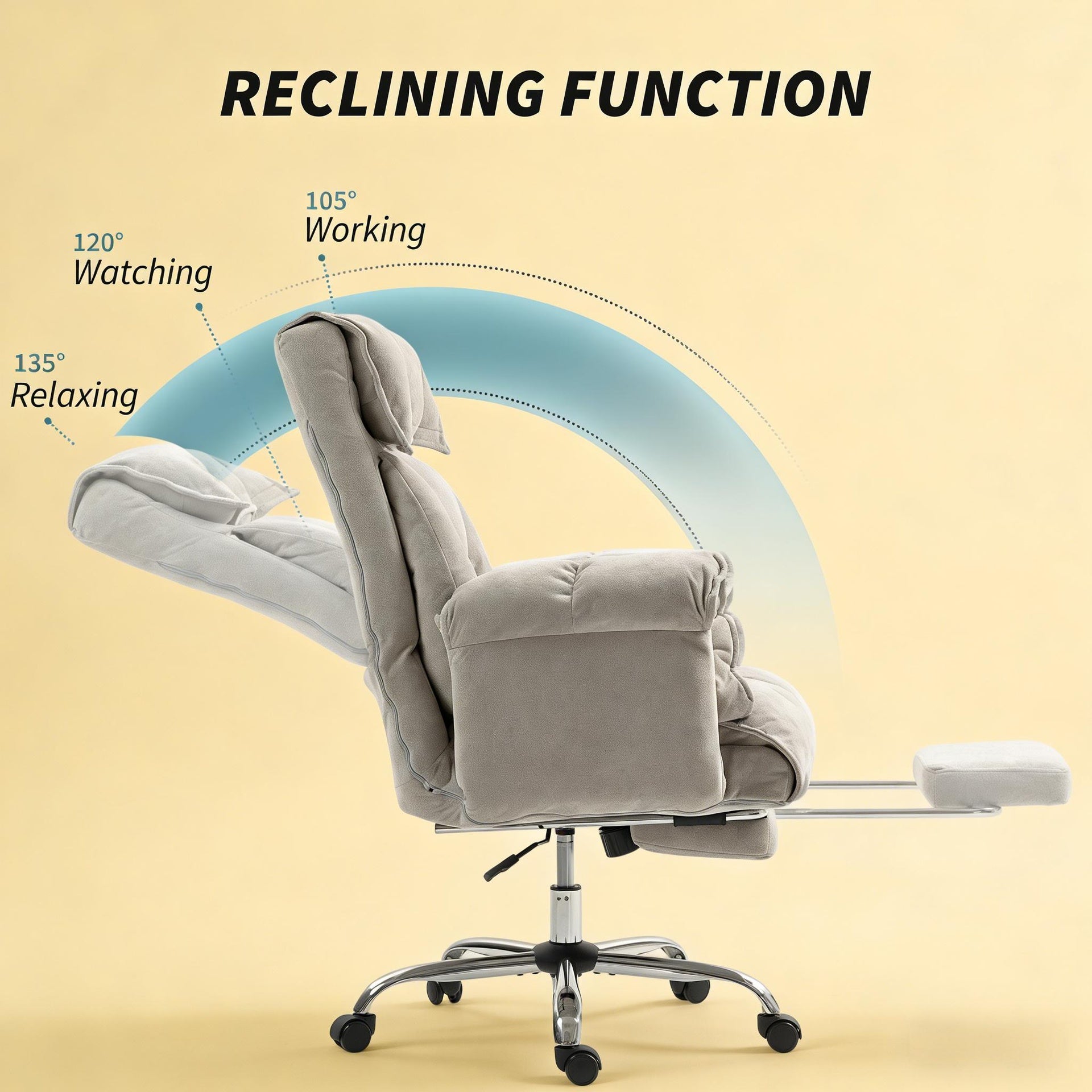 Reclining Desk Chair with Rolling Wheels,High Back Office Chair