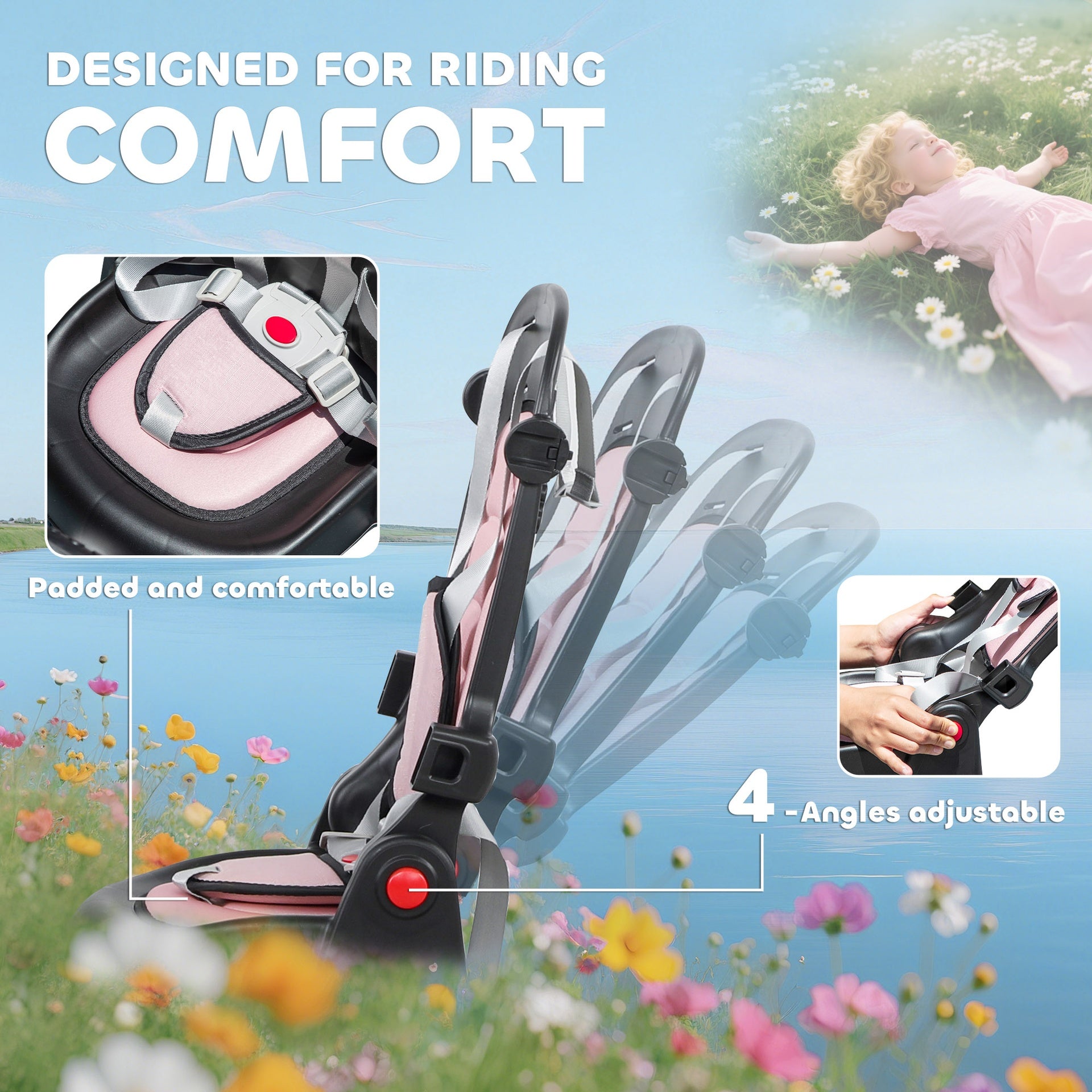 Qaba 6 in 1 Kids Tricycle with Adjustable Push Handle, Removable Canopy, Reversible Seat, for 1-5 Years, Pink