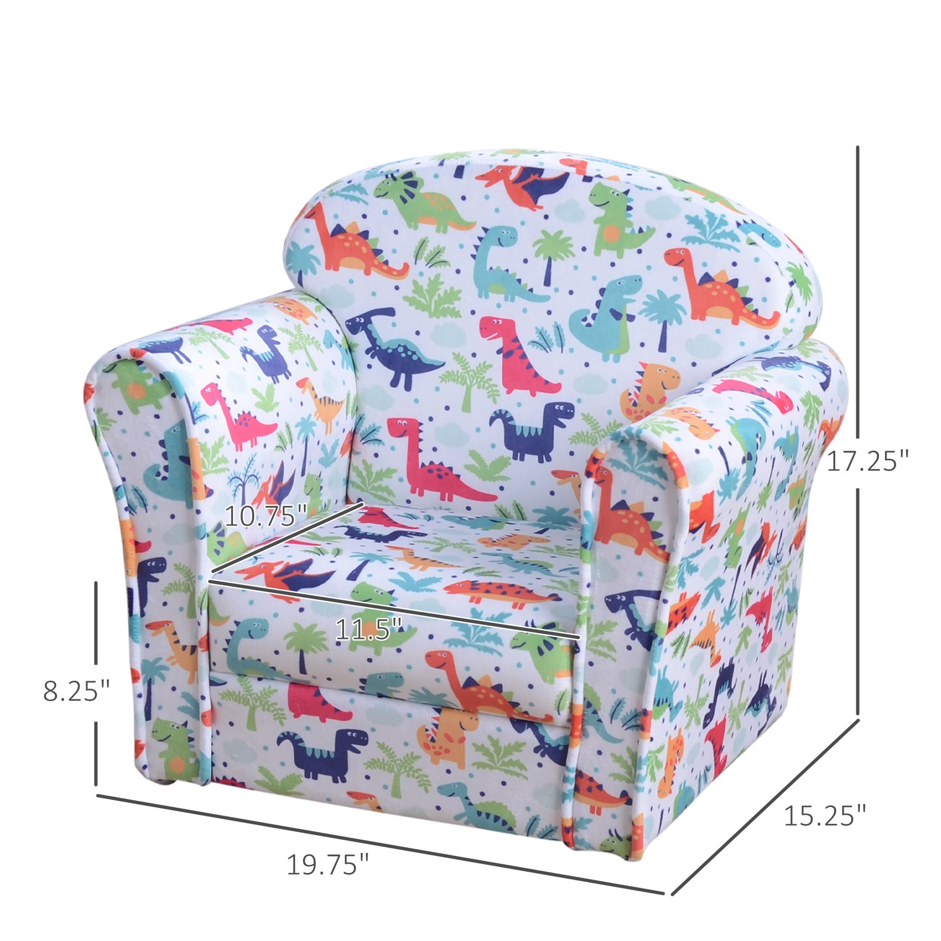 Qaba Kid's Sofa Armchair with Dinosaur Design and Thick Padding