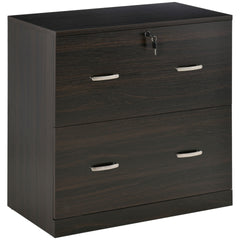 Vinsetto 2-Drawer File Cabinet with Lock and Keys, Lateral Storage Filing Cabinet with Hanging Bar for Letter Size, Home Office, Walnut