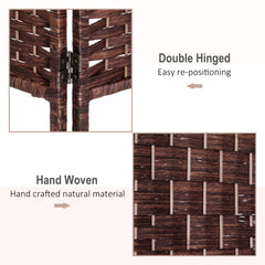 HOMCOM 6' Tall Wicker Weave 6 Panel Room Divider Privacy Screen - Brown