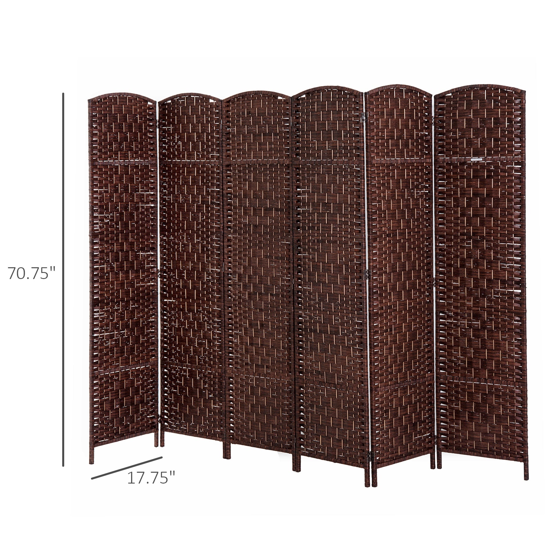 HOMCOM 6' Tall Wicker Weave 6 Panel Room Divider Privacy Screen - Brown