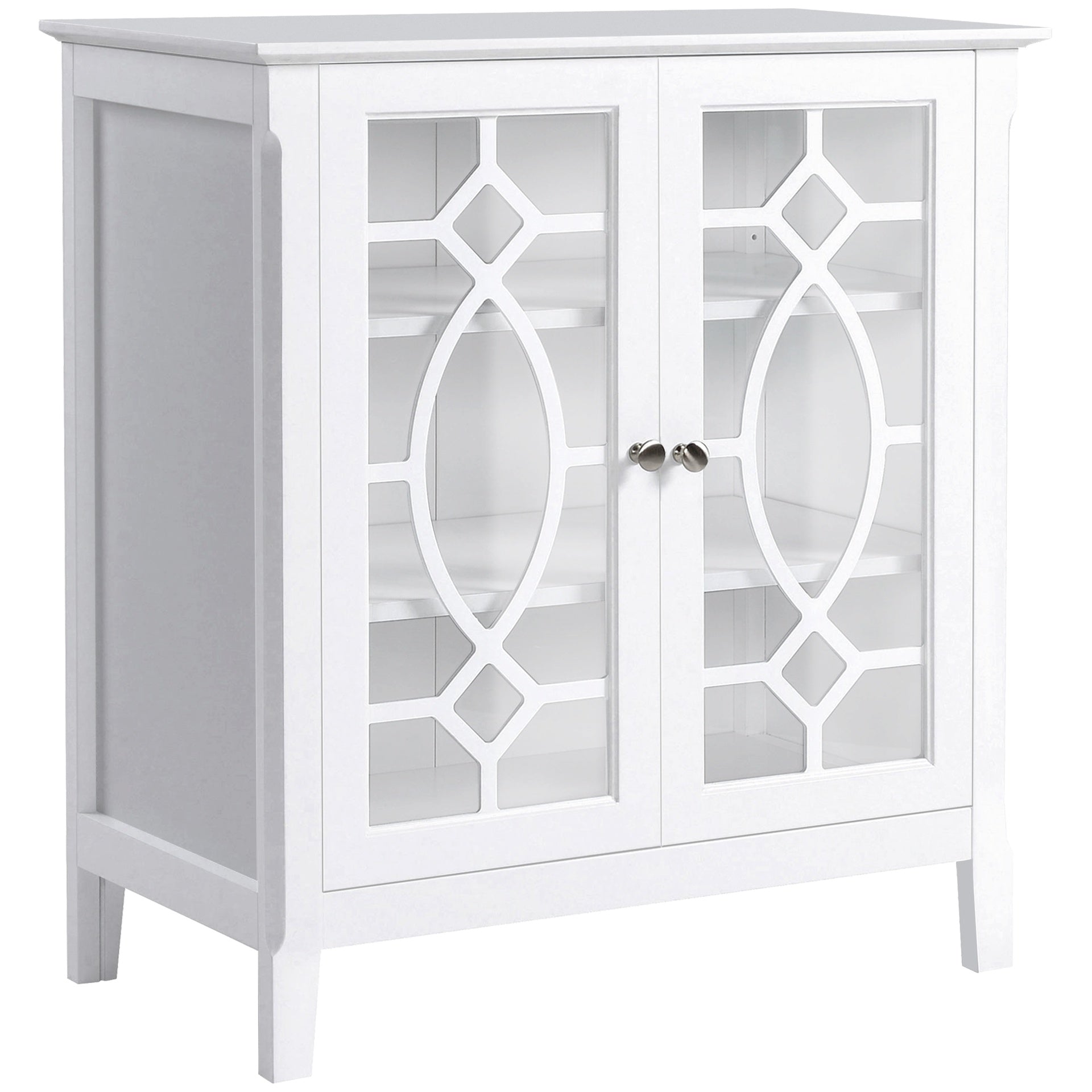 HOMCOM Sideboard Display Cabinet with Double Framed Glass Doors, 2 Adjustable Shelves, and Elevated Base, White