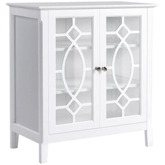 HOMCOM Sideboard Display Cabinet with Double Framed Glass Doors, 2 Adjustable Shelves, and Elevated Base, White