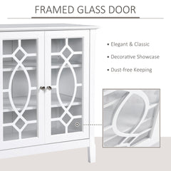 HOMCOM Sideboard Display Cabinet with Double Framed Glass Doors, 2 Adjustable Shelves, and Elevated Base, White