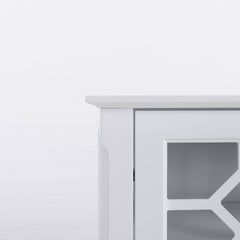 HOMCOM Sideboard Display Cabinet with Double Framed Glass Doors, 2 Adjustable Shelves, and Elevated Base, White