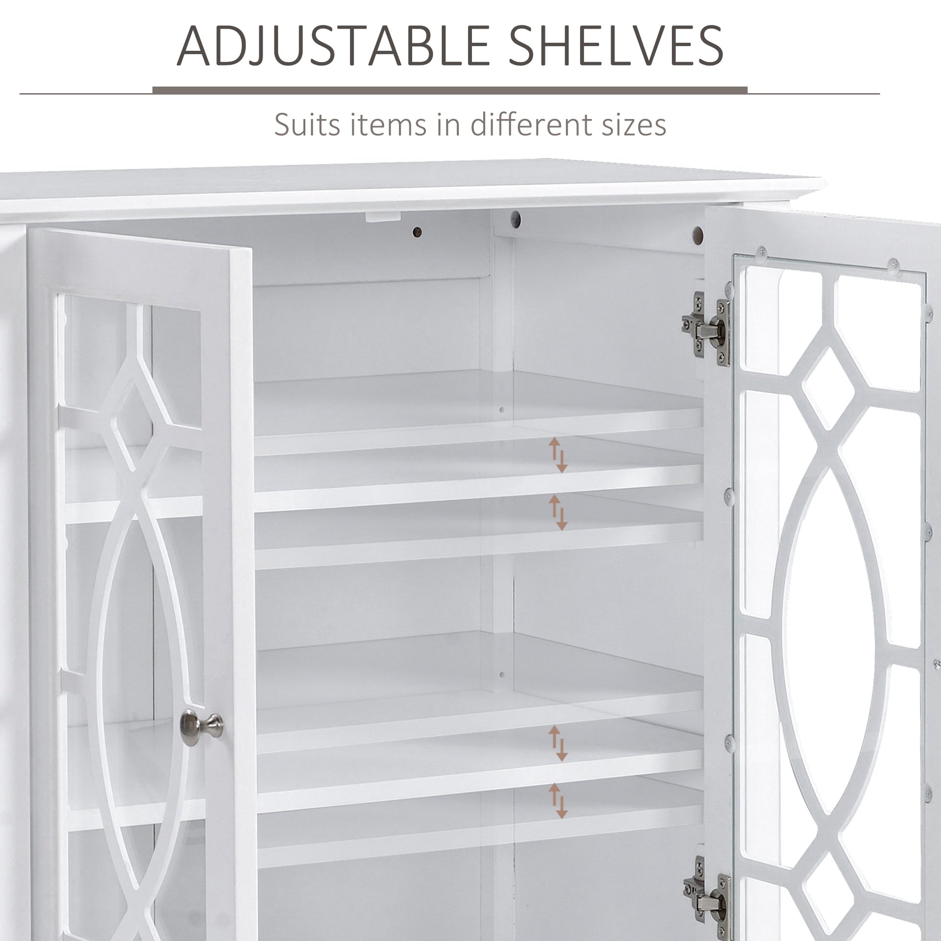 HOMCOM Sideboard Display Cabinet with Double Framed Glass Doors, 2 Adjustable Shelves, and Elevated Base, White