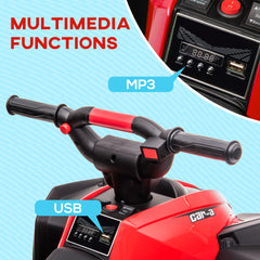 Aosom 12V Kids ATV Quad Car with Forward & Backward Function, Four Wheeler for Kids with Wear-Resistant Wheels, Music, Electric Ride-on ATV for Toddlers Ages 3+ Years Old, Red
