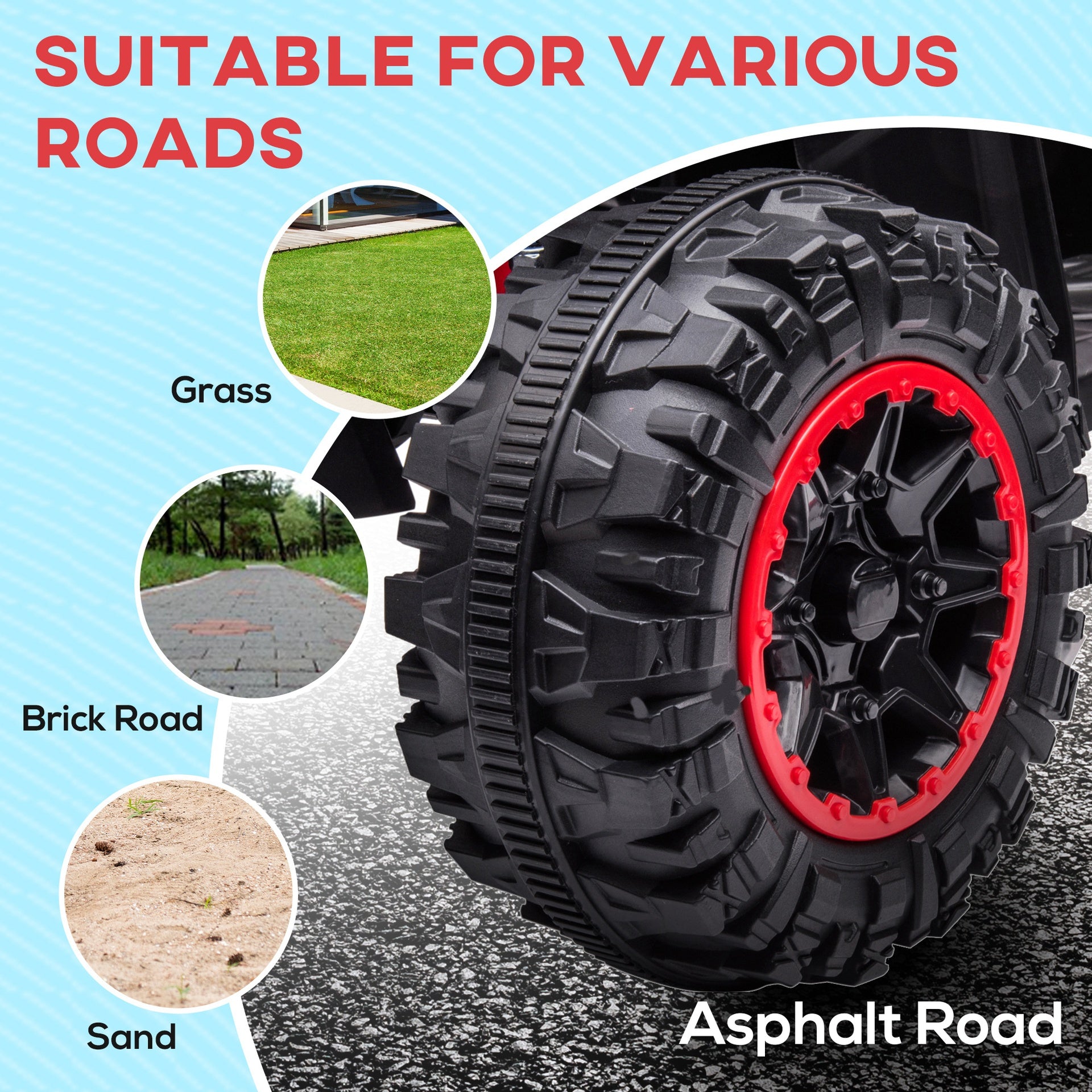 Aosom 12V Kids ATV Quad Car with Forward & Backward Function, Four Wheeler for Kids with Wear-Resistant Wheels, Music, Electric Ride-on ATV for Toddlers Ages 3+ Years Old, Red