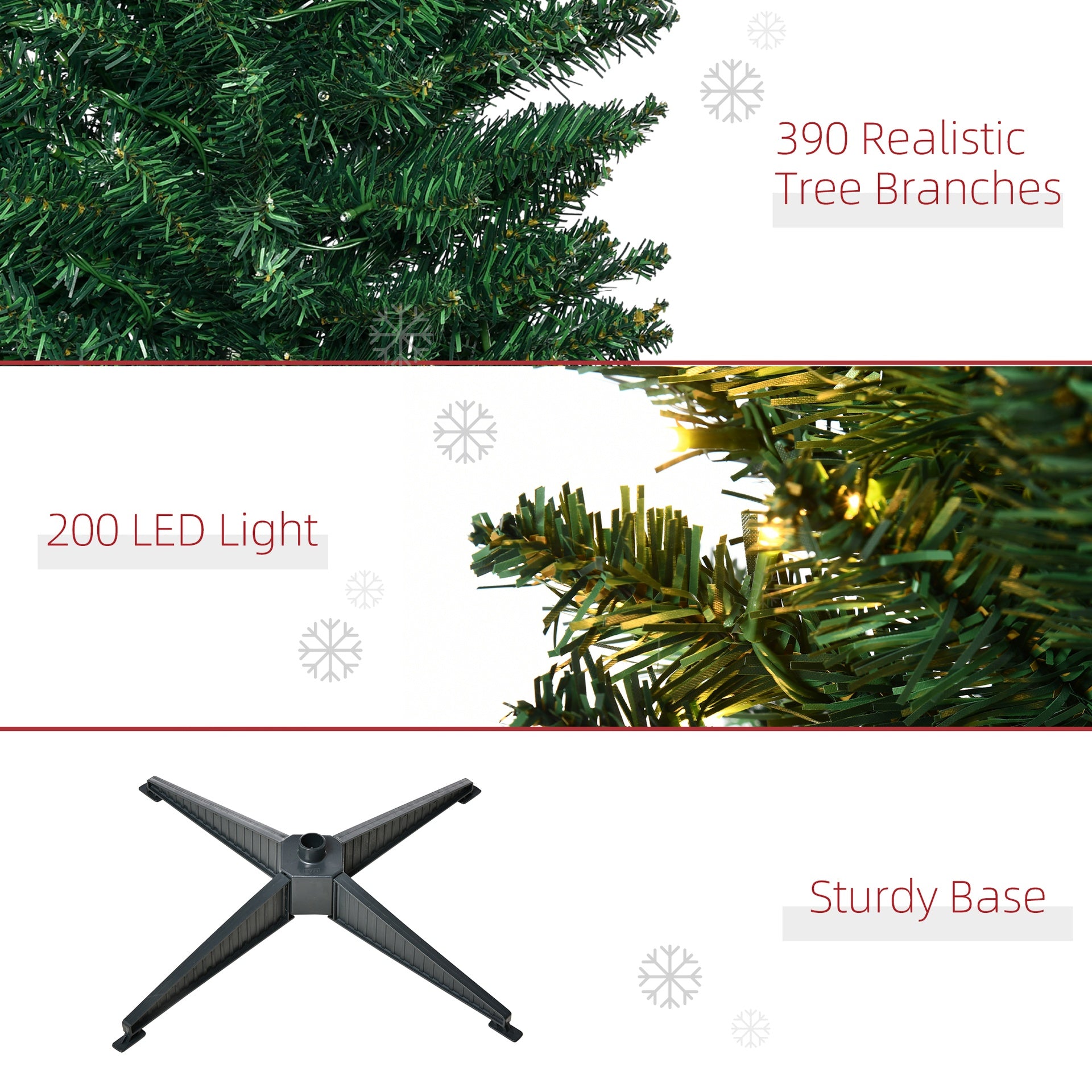 HOMCOM 6' Tall Pre-Lit Slim Noble Fir Artificial Pencil Christmas Tree with 200 Warm White LED Lights and 390 Tips, for Christmas Decoration, Green