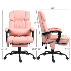 Vinsetto Massage Office Chair with 6 Vibrating Points, High Back Reclining Office Chair with Footrest and Remote, Pink