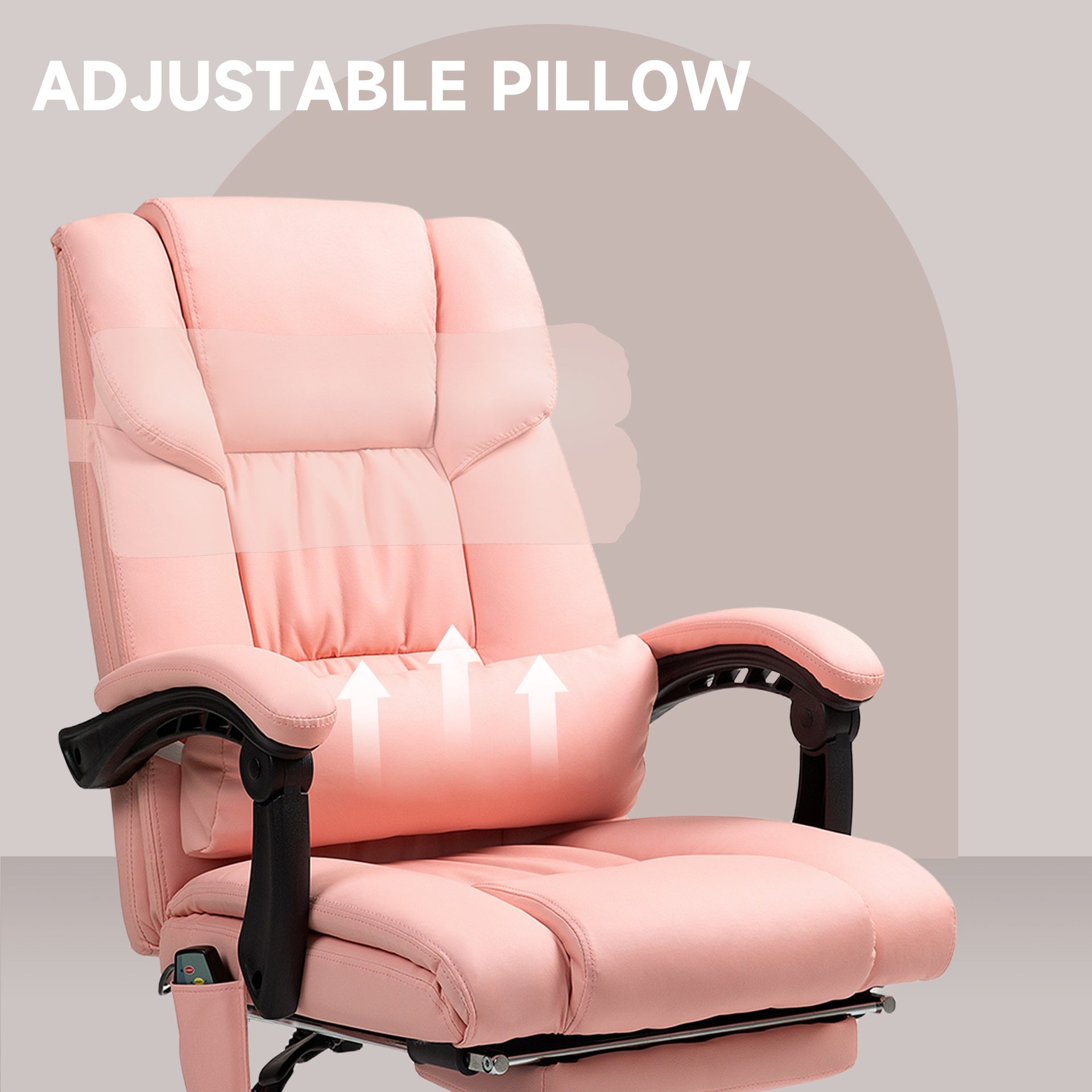 Vinsetto Massage Office Chair with 6 Vibrating Points, High Back Reclining Office Chair with Footrest and Remote, Pink