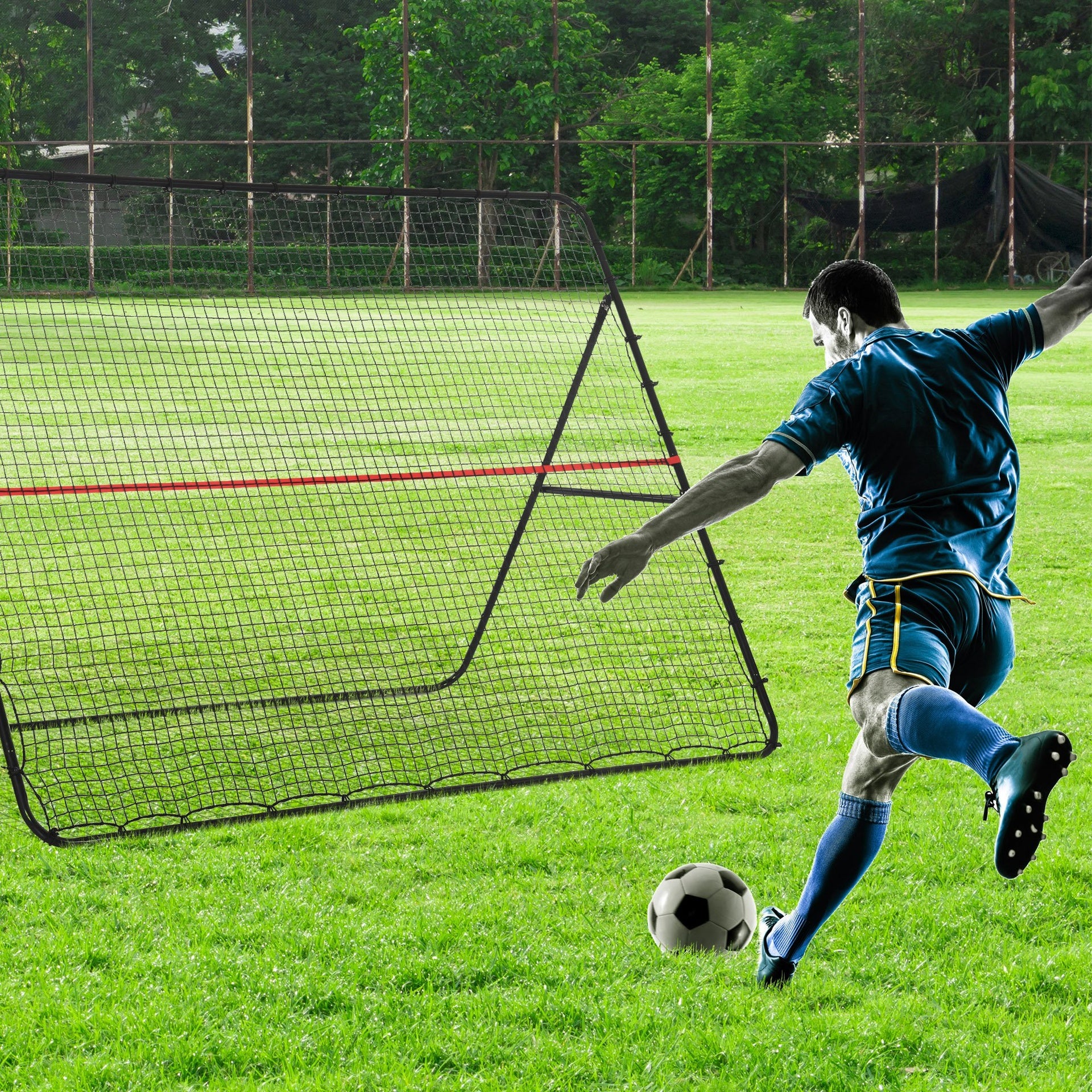 Soozier Soccer Rebounder Net, Adjustable and Foldable Multi-Sport Training Bounce Back Net, Target Goal for Soccer Practice and Training, 8.5' x 6.5'