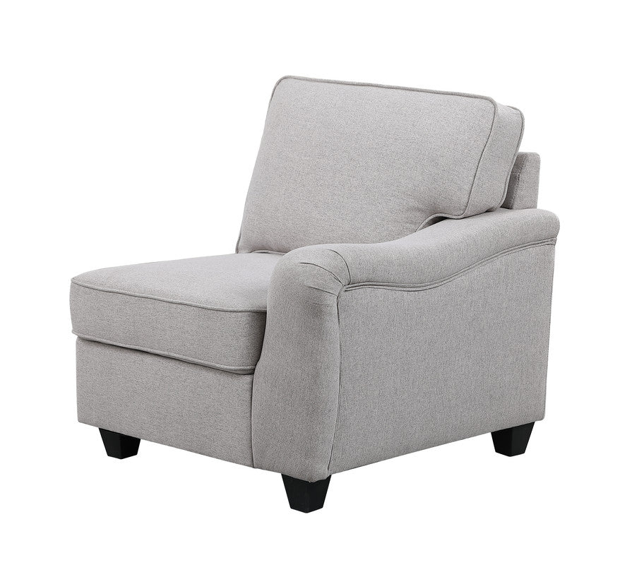 Luce 125"W Light Gray Linen 7Pc Modular L-Shape Sectional Sofa and Ottoman
