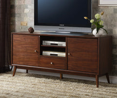 1pc Storage TV Stand Brown Finish Drawer Storage Cabinets Adjustable Shelfs Wooden Living Room Furniture, TV Console Table
