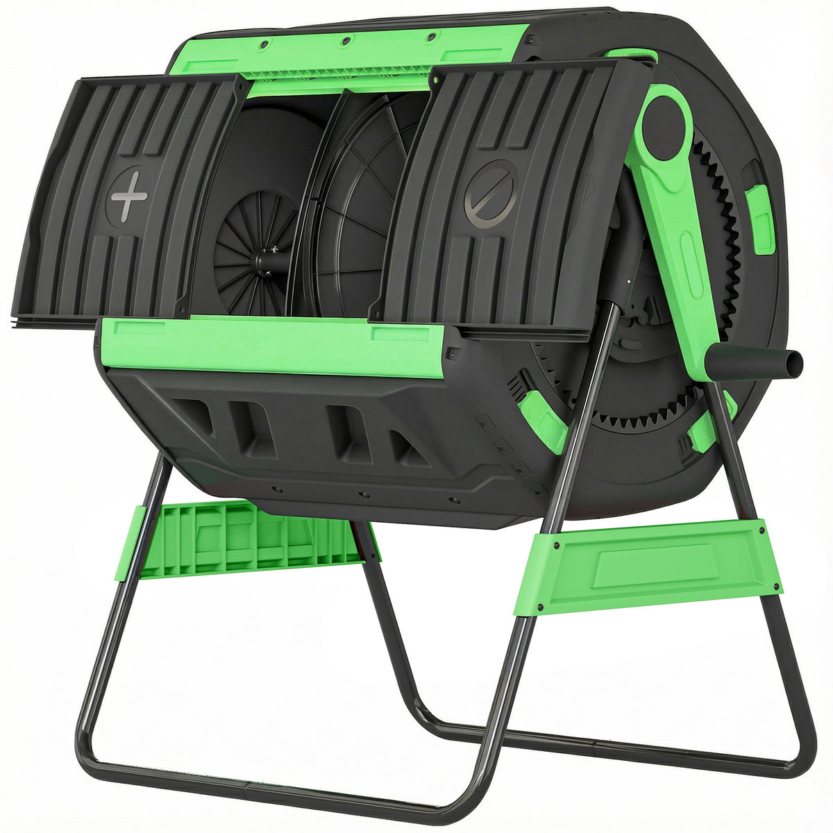 Outsunny Compost Bin Outdoor, 53 Gal Dual Chamber Tumbling Composter with Adjustable Vents, BPA Free Tumbling Composter, Green