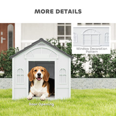 PawHut Pet House Water Resistant Puppy Shelter with Door for Indoor Outdoor, Easy to Assemble, for Small/Medium Dogs, Gray