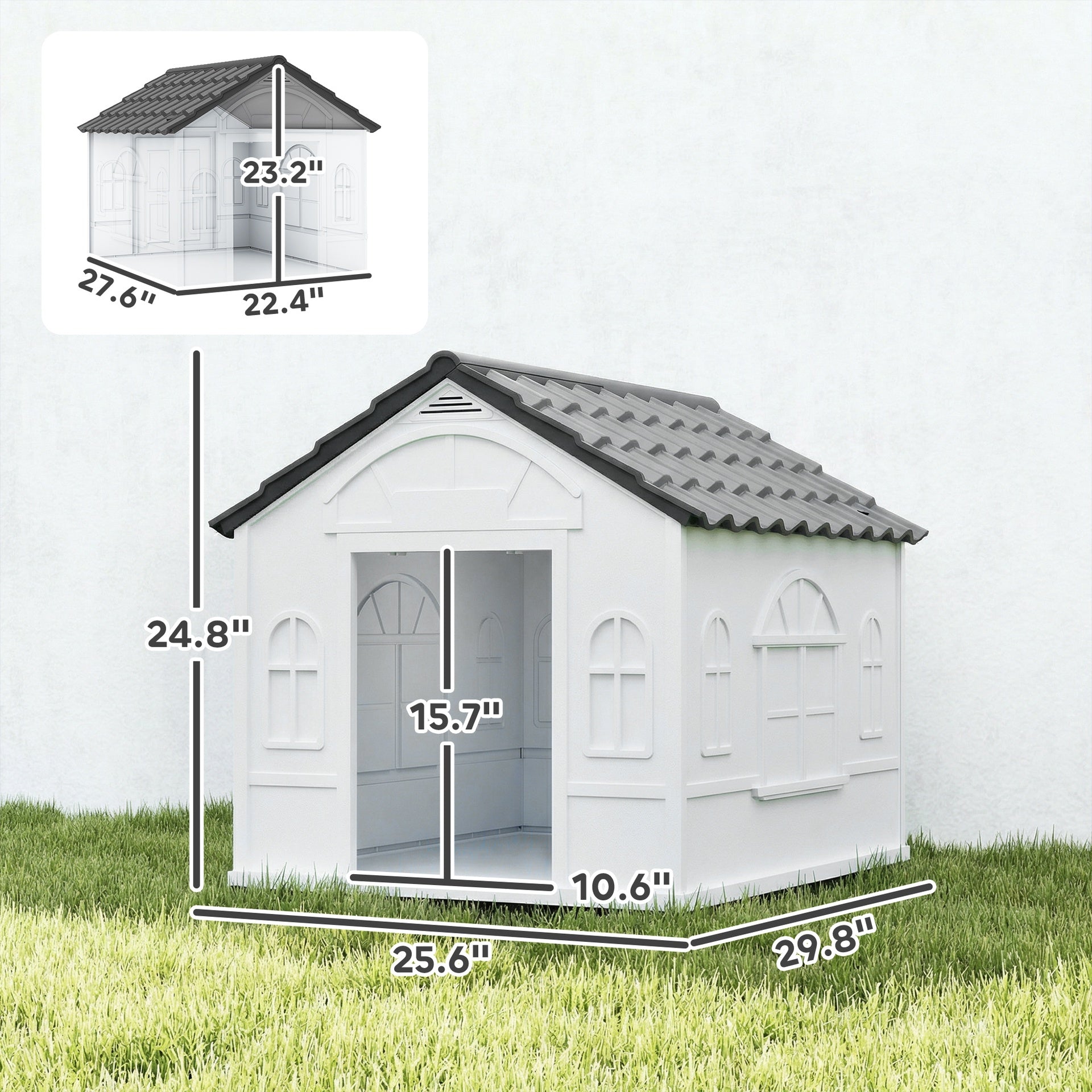 PawHut Pet House Water Resistant Puppy Shelter with Door for Indoor Outdoor, Easy to Assemble, for Small/Medium Dogs, Gray