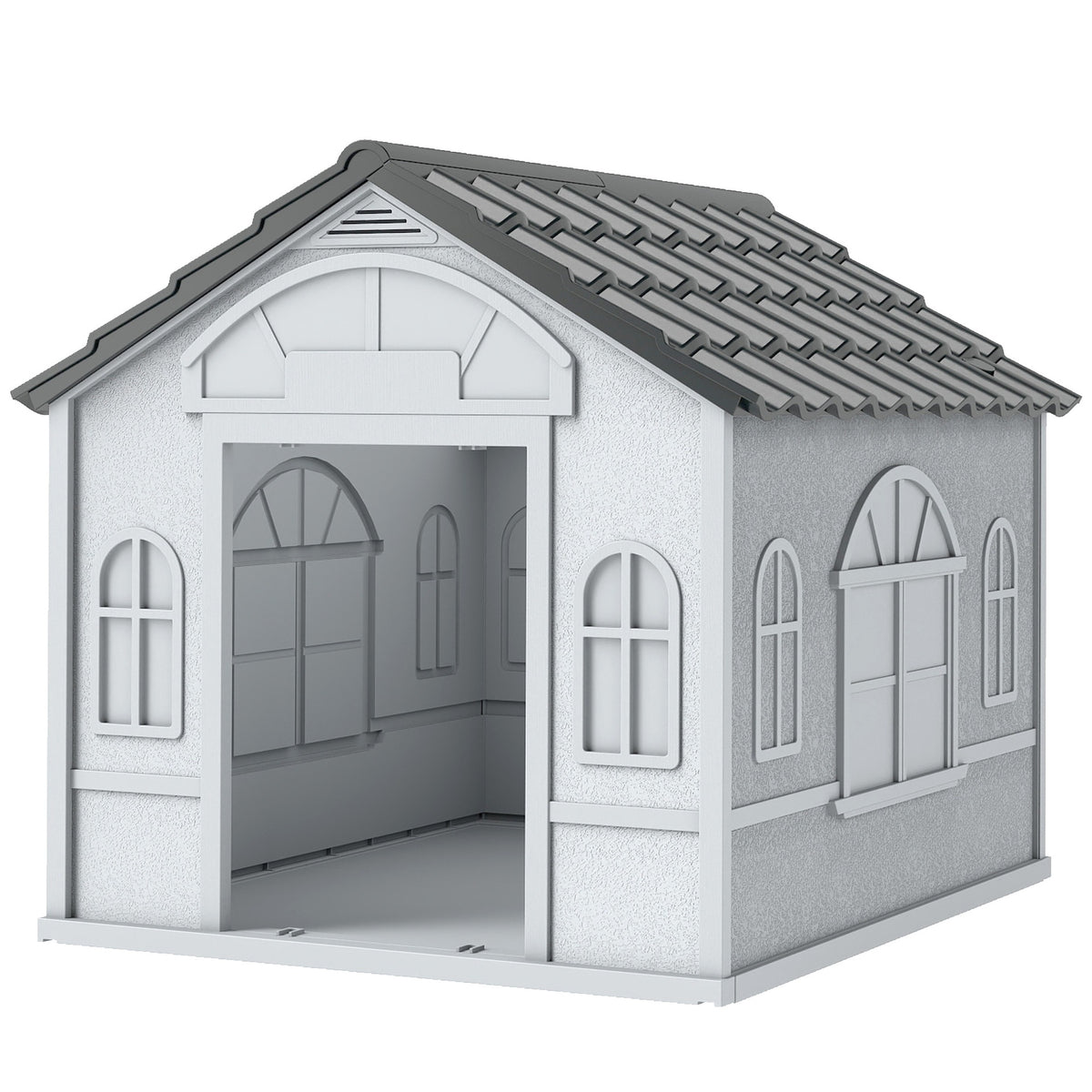 PawHut Pet House Water Resistant Puppy Shelter with Door for Indoor Outdoor, Easy to Assemble, for Small/Medium Dogs, Gray