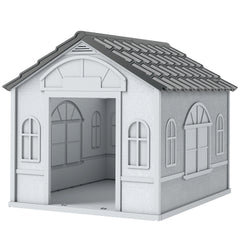 PawHut Pet House Water Resistant Puppy Shelter with Door for Indoor Outdoor, Easy to Assemble, for Small/Medium Dogs, Gray