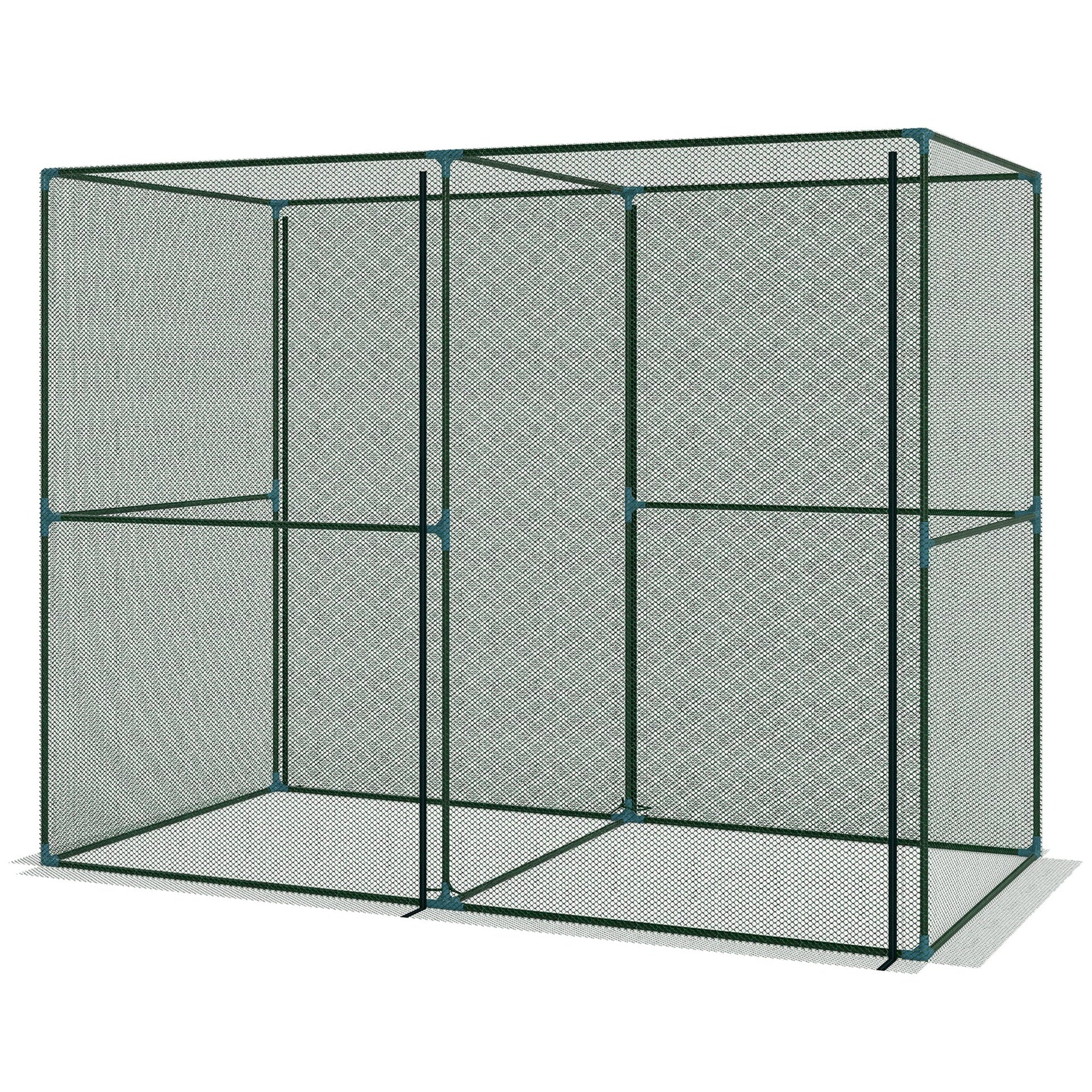 Outsunny Walk-in Crop Cage, Plant Protectors from Animals with Roll Up Zippered Door, 7.9' x 3.9' x 6.1', Green