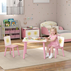 Qaba 3-Piece Kids Toddler Table and Chair Set Furniture for Boys and Girls Aged 3-8, Bedroom, Nursery, Playroom, Pink