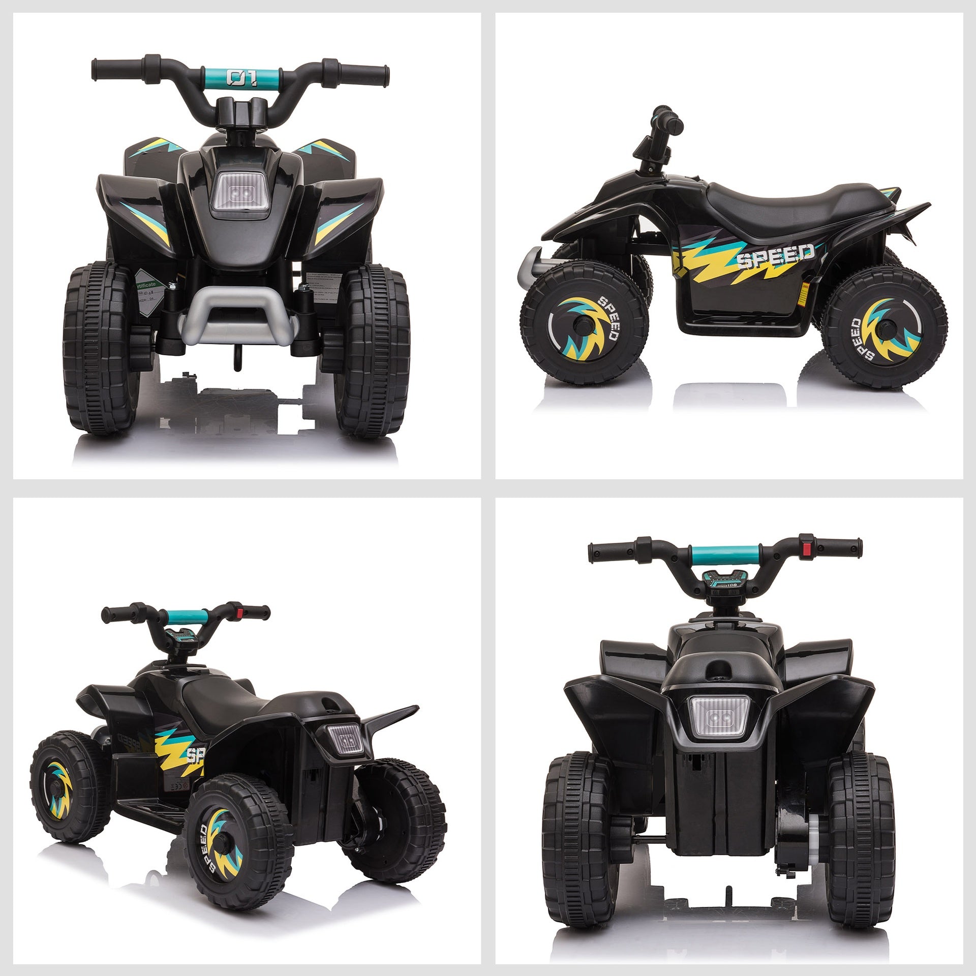Aosom 6V Kids ATV 4-Wheeler Ride on Car, Electric Motorized Quad Battery Powered Vehicle with Forward/Reverse Switch for 18-36 Months Old Toddlers, Black