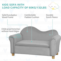 Qaba Ergonomic Foam Kids Sofa with Inner Toy Storage Chest, Velvet Kids Couch with Soft Arms, Children's Lounge Furniture, 33" x 16.25" x 19", Gray