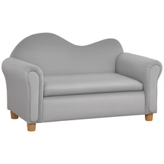 Qaba Ergonomic Foam Kids Sofa with Inner Toy Storage Chest, Velvet Kids Couch with Soft Arms, Children's Lounge Furniture, 33" x 16.25" x 19", Gray