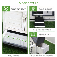PawHut 65" Chicken Coop Wooden Chicken House Rabbit Hutch Poultry Cage Hen Pen Backyard with Nesting Box, Ramp, Run