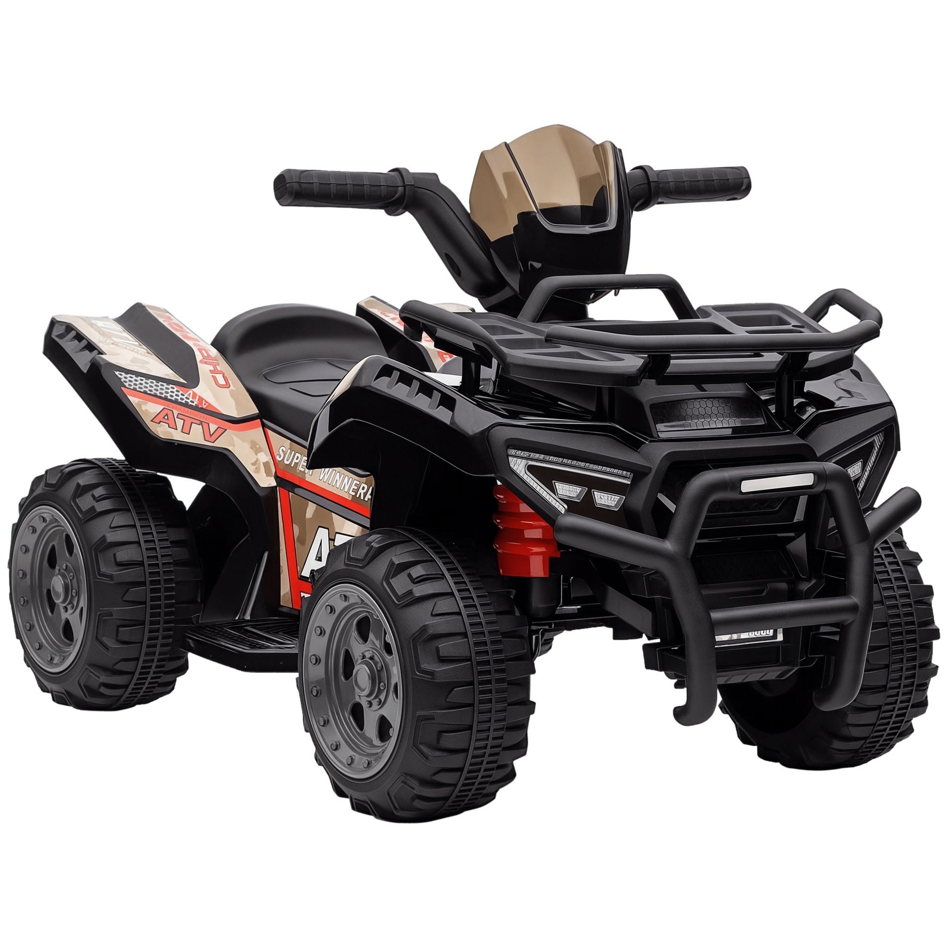 Aosom Kids ATV Four Wheeler  Ride on Car, Motorized Quad, 6V Battery Powered Electric Quad with Songs for 18-36 Months, Black