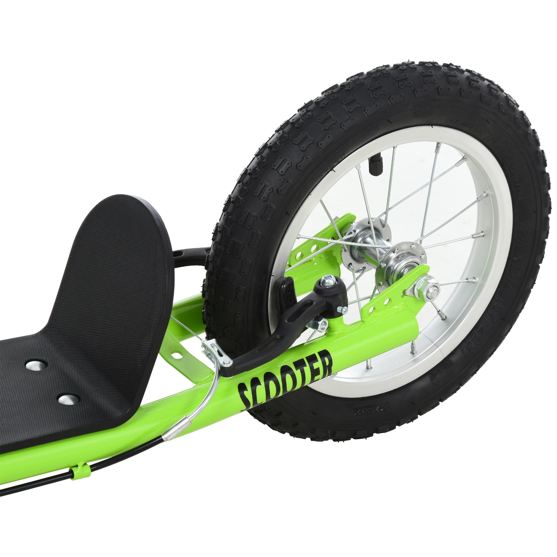 Aosom Teens Youth Scooter Ride On Toy with Adjustable Handlebar, Dual Brakes, and Inflatable Wheels For Kids 5+ - Green