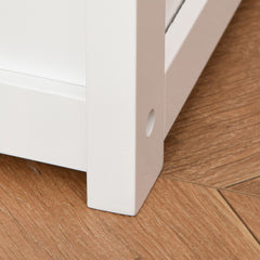 HOMCOM 2-in-1 Kids Wooden Toy Organizer Chest Storage Box with Seat Bench Cabinet Chunk Cube with Safety Pneumatic Rod White