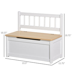 HOMCOM 2-in-1 Kids Wooden Toy Organizer Chest Storage Box with Seat Bench Cabinet Chunk Cube with Safety Pneumatic Rod White
