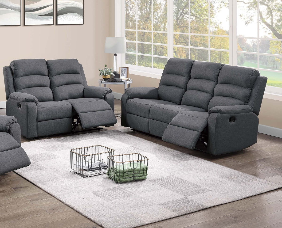 Modern 2pc Living Room Set 1x Sofa 1x Loveseat Padded Armrest And Backrest Vertical Tufting Dark Gray Finish Primary Living Room Furniture