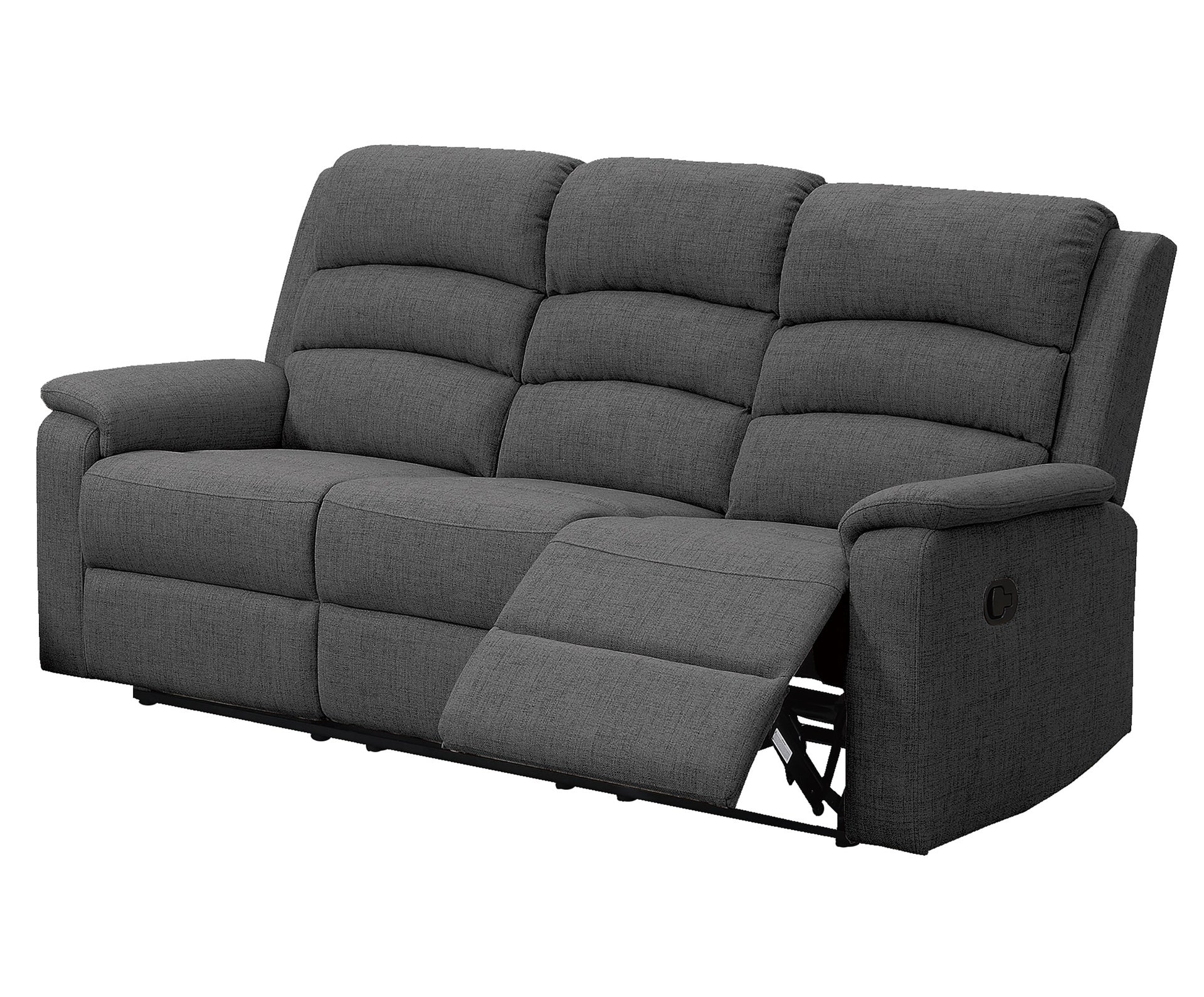 Modern 2pc Living Room Set 1x Sofa 1x Recliner Vertical Tufting Cushion Backrest Padded Armrest And Backrest Dark Gray Finish Primary Living Rom Furniture