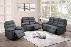 3pc Living Room Set 1x Sofa 1x Loveseat 1x Recliner Padded Armrest And Headrest Vertical Tufting Dark Gray Finish Primary Living Room Furniture
