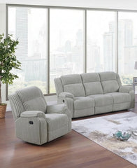 Contemporary Style 2pc living Room Set Upholstered Corduroy Fabric Ash Finish Cushion Back Primary Living Room Furniture