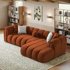 Beatrice Modern Tufted Burnt Orange Boucle Right-Facing Sectional Sofa