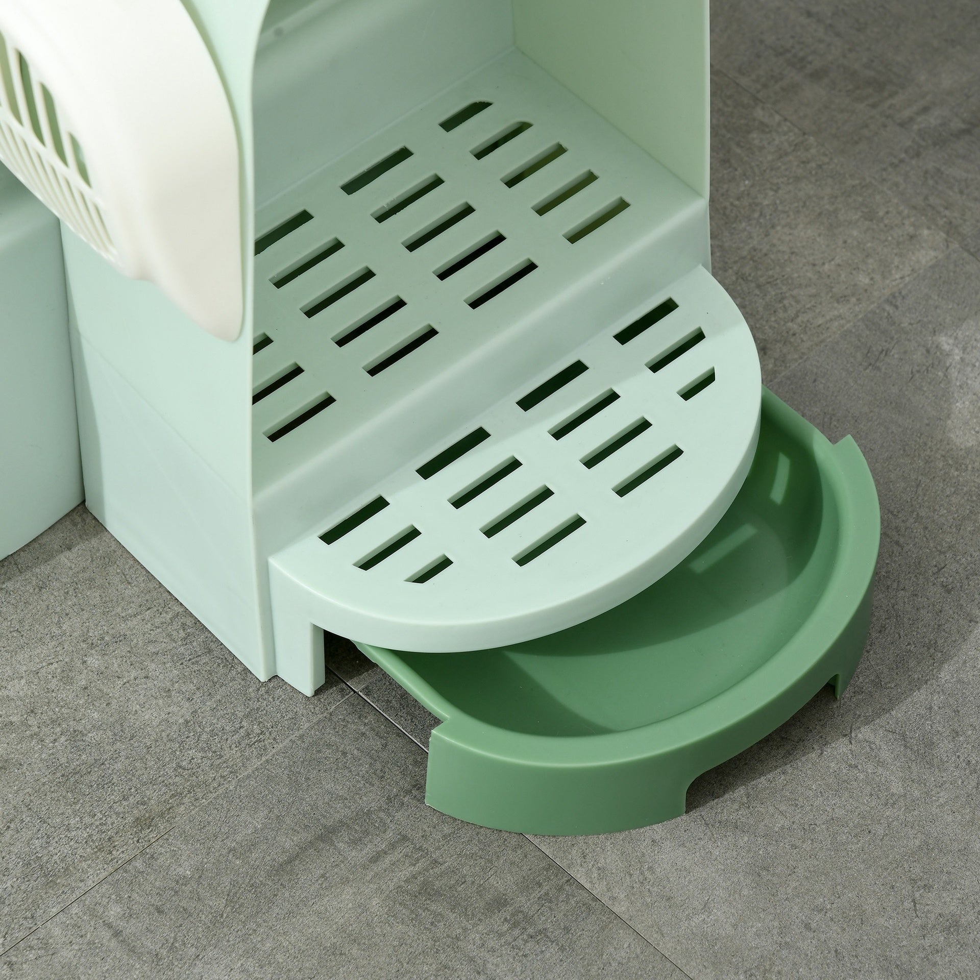 PawHut Cat Litter Box Easy to Clean Open with Scoop, Green