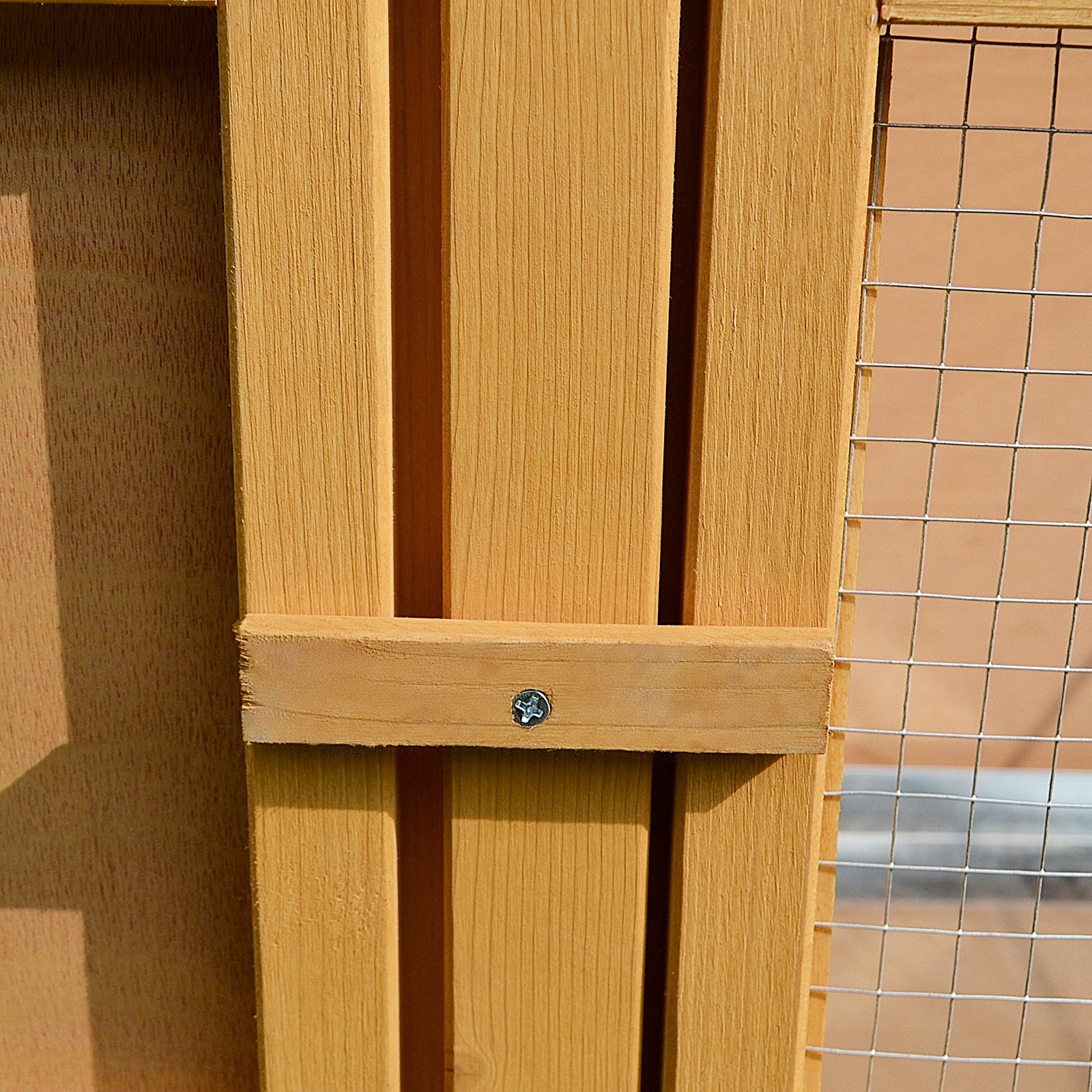 PawHut Wooden Rabbit Hutch Bunny Cage with Openable Waterproof Roof, No Leak Tray Solid Fir Wood Build for Rabbits, Chickens, Ducks, Indoor/Outdoor
